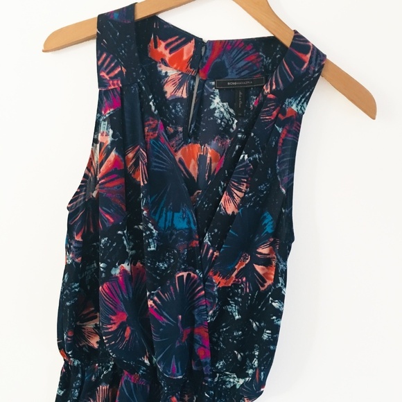 BCBGMaxAzaria Thalia Pleated Romper Carbon Multi - Picture 3 of 6